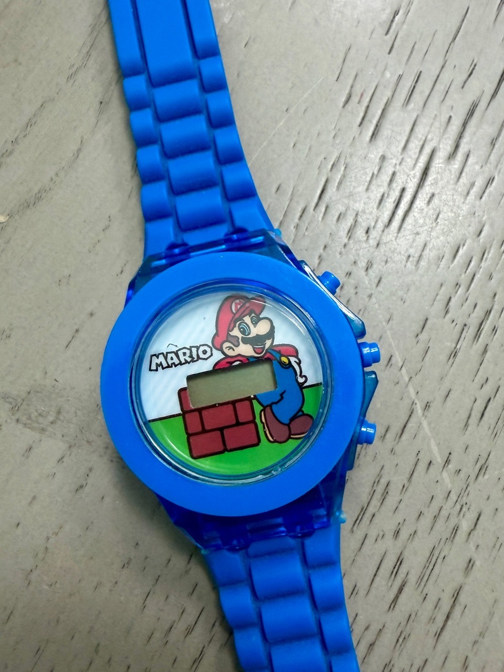 Blue Mario Digital Kids Watch With Flashing Light